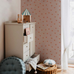 SIMPLE hearts pink and red brick interior wallpaper
