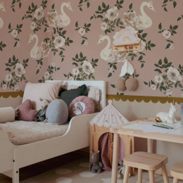 Swans kingdom pink interior wallpaper