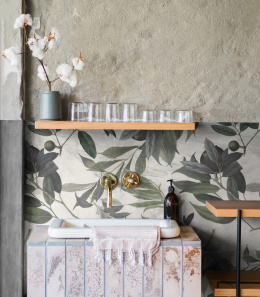 Olive Branch White wallpaper by Wallcolors