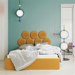 Łóżko tapicerowane BALL żółte