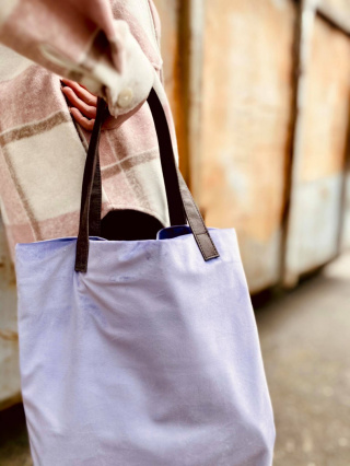 Mr.m velvet lavender/natural leather ears bag