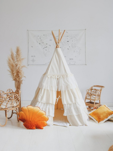 Namiot tipi z falbanami "Shabby chic"