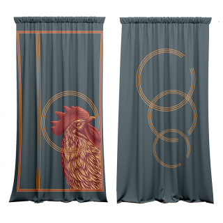 Red Rooster curtain set