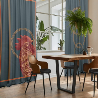 Red Rooster curtain set