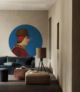 Wall decoration - mural DOTS Man with Clip blue