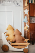 Linen mustard Christmas tree pillow "Sole e Luna Natale"