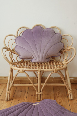 Velvet large shell pillow "Purple"