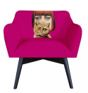 Fotel POP-ART Dama z kotem różowa