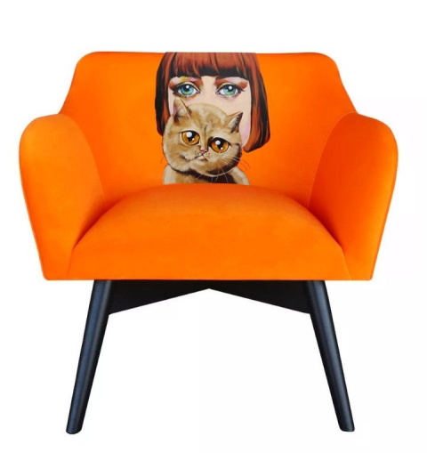 Sessel POP-ART Lady mit Katze