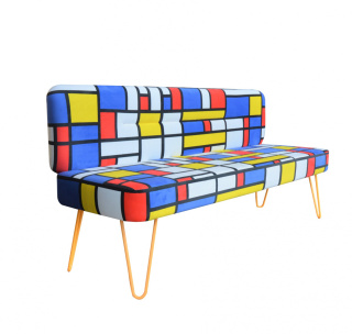 No 1 DE STIJL upholstered bench with backrest