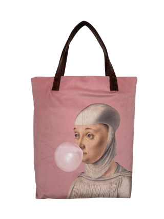 Bag Mr.m x Ravenart "Woman with bubble gum" pink / ears natural leather