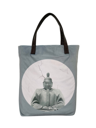 Tasche Mr.m x Ravenart „Samurai“ Grau Blau / Ohren Naturleder