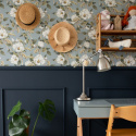 Wallpaper Magnolias on a blue background interior