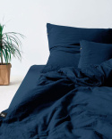 PURE fitted sheet – subdued navy blue