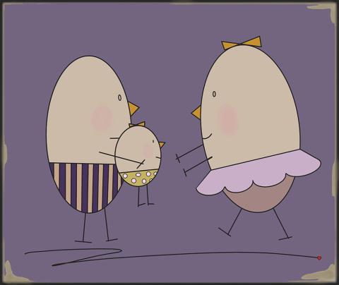 ARTWORK ON CANVAS - MR. AND MRS. EGG ARE PARENTS