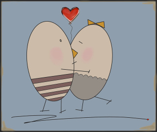 ARTWORK ON CANVAS - MR. AND MRS. EGG IN LOVE