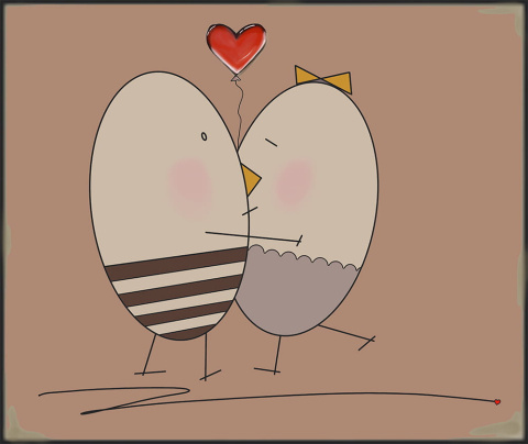 ARTWORK ON CANVAS - MR. AND MRS. EGG IN LOVE