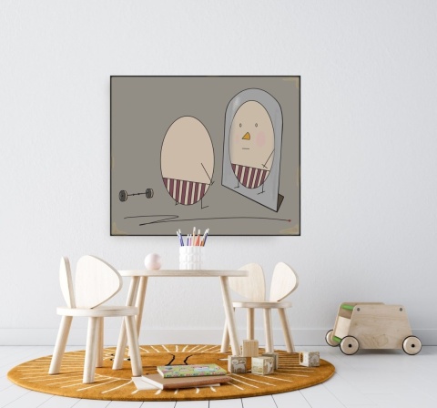 KUNSTWERK AUF LEINWAND - MR. EGG UND SPIEGELBILD