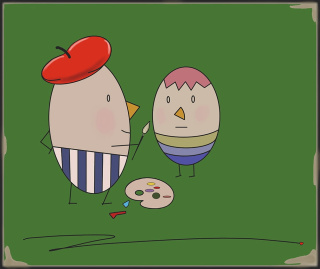 ARTWORK ON CANVAS - MR. EGG PAINTS AN EGG