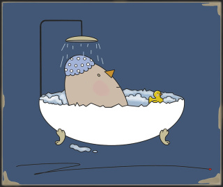 ARTWORK ON CANVAS - MRS. EGG TAKES A BATH