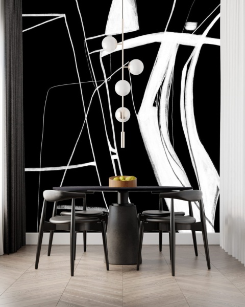 "MURAL BLACK & WHITE NO.1: Wallpaper by Katarzyna Jasyk , rolka 100x 200