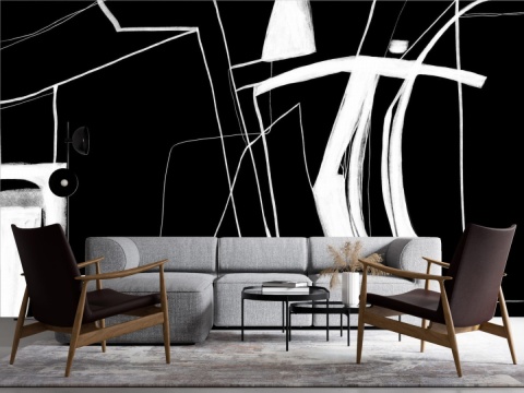 "MURAL BLACK & WHITE NO.1: Wallpaper by Katarzyna Jasyk , rolka 100x 200