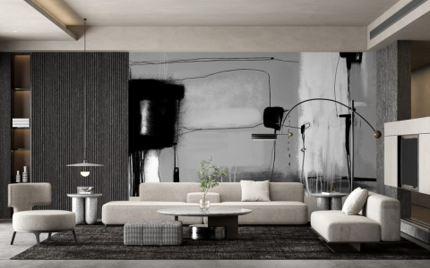 "MURAL BLACK & WHITE NO.2: Wallpaper by Katarzyna Jasyk , rolka 100x 200