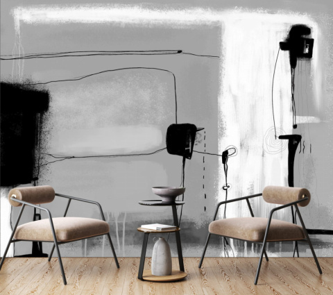 "MURAL BLACK & WHITE NO.2: Wallpaper by Katarzyna Jasyk , rolka 100x 200