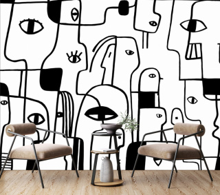 "MURAL BLACK & WHITE NO.4: Wallpaper by Katarzyna Jasyk , roll 100x 200