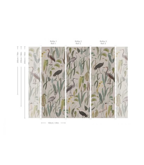 Calm Heron Beige Tapete von Wallcolors