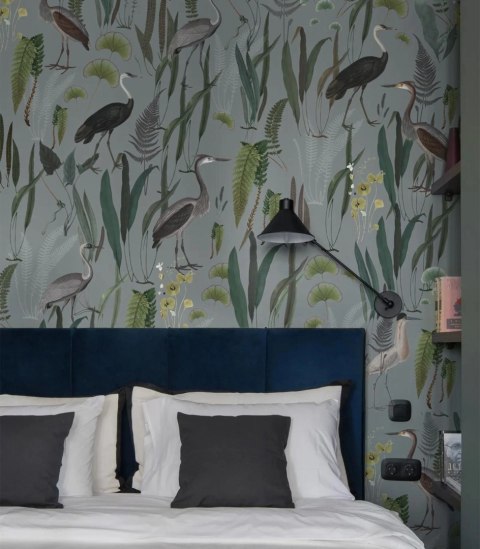 Calm Heron Mint wallpaper by Wallcolors