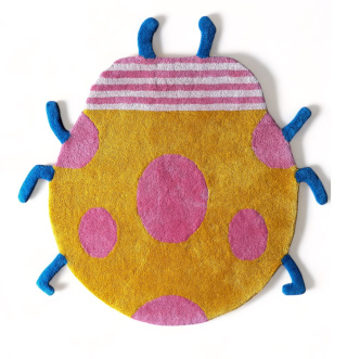 Hand-woven wool rug Emily Ladybug 120 x 115 cm