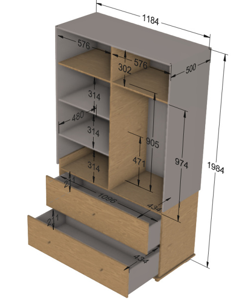 Großer Bloom-Kleiderschrank