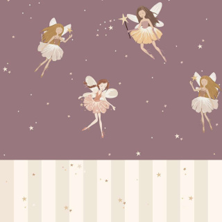 Tapeta Fairies plum and stripes