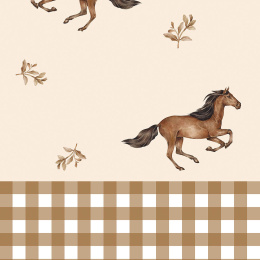 Tapeta Horses and check brown