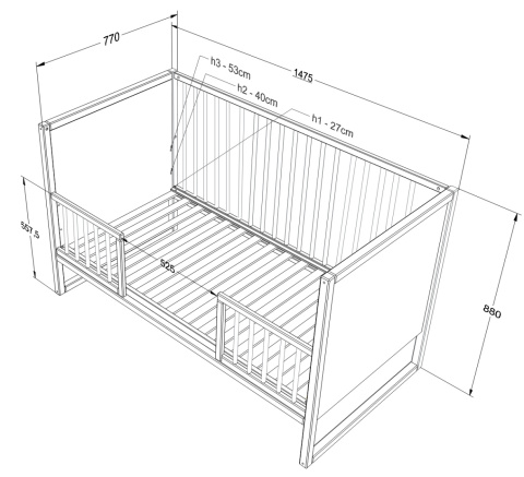 tweens bed 70 x 140 cm muted blue