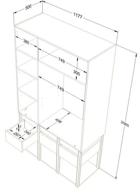 TWEENS-Kleiderschrank, Staubblau