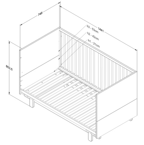 BASIC łóżeczko trufla 70 x 140 cm z opcją sofki/tapczanika