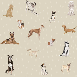 Dogs are The Best Beige with Dots Tapeta