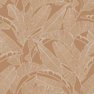 Classic big palm leaves cinnamon wallpaper