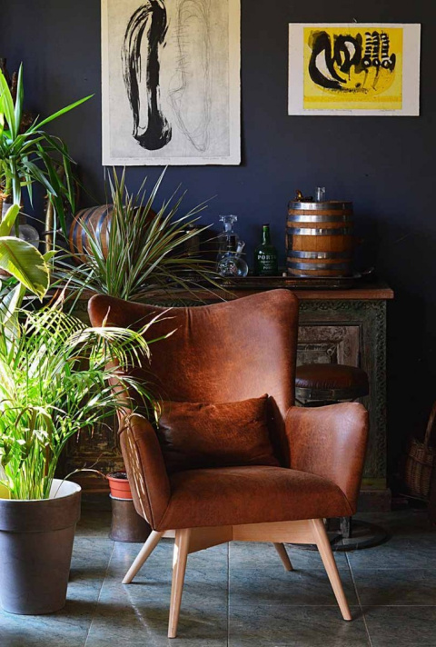 Wesley leather upholstered armchair