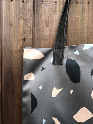 Mr m Terrazzo Graphit/Ohren Leder Tasche