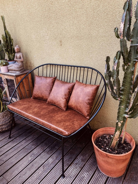 GULIO Polstersofa mit Metallgestell Naturleder